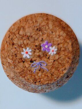 Brand New Hand Crafted Magnet Created from Champagne Cork Featuring Flowers
